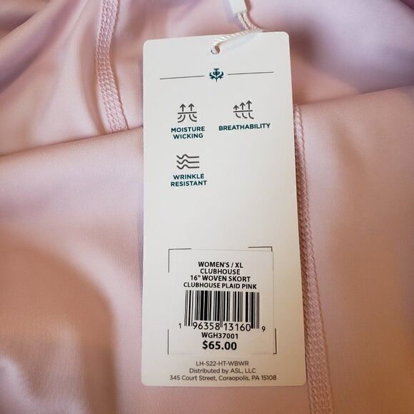 NEW Lady Hagen Golf Skort Skirt Size XL Clubhouse Plaid Burgundy Red Pink 16" - Picture 10 of 11